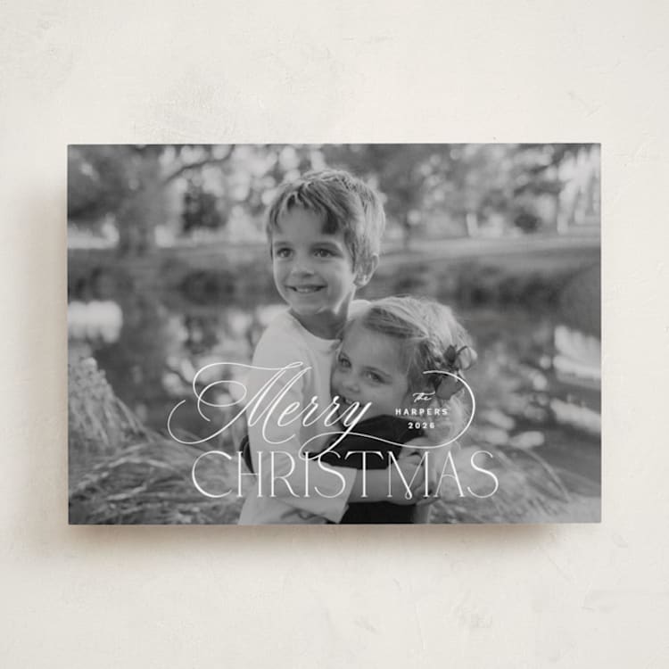 "Holiday in Type" - Holiday Cards in Snow by Design Lotus - Front