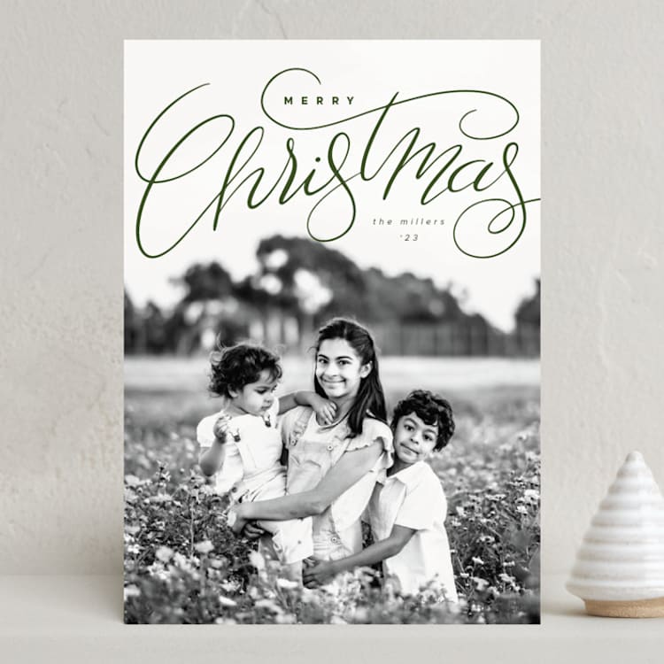 "Christmas Hand Lettering" - Holiday Cards in Pine Needle by Orasie - Front