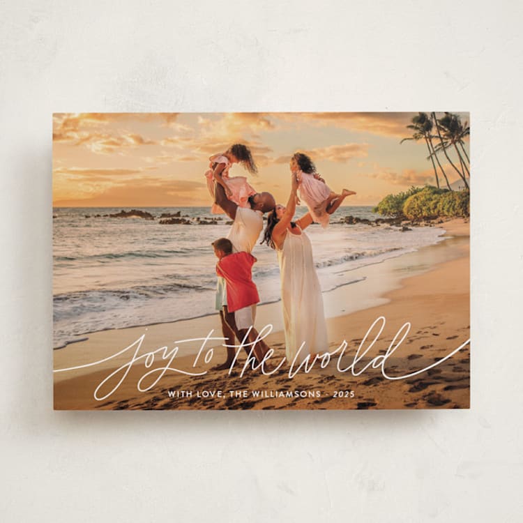 "Joy to the World script" - Holiday Cards in Midnight Clear by Kristen Magee - Front
