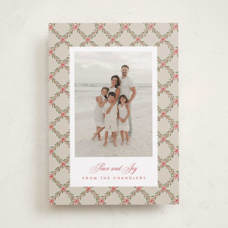 "bow trellis" - Holiday Cards in Poinsettia by Jen Owens - Front
