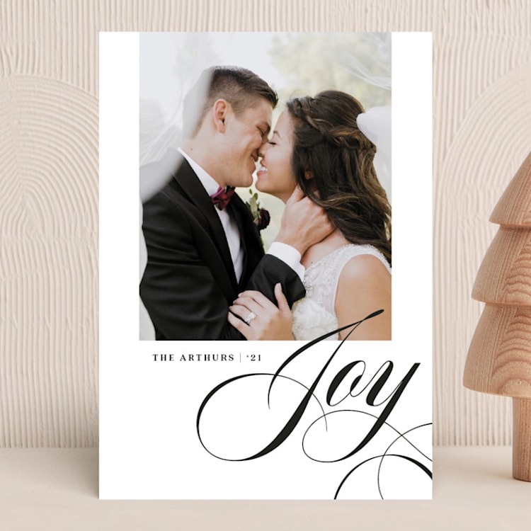 "Formal Joy" - Holiday Cards in Ebony by Louise Kay - Front