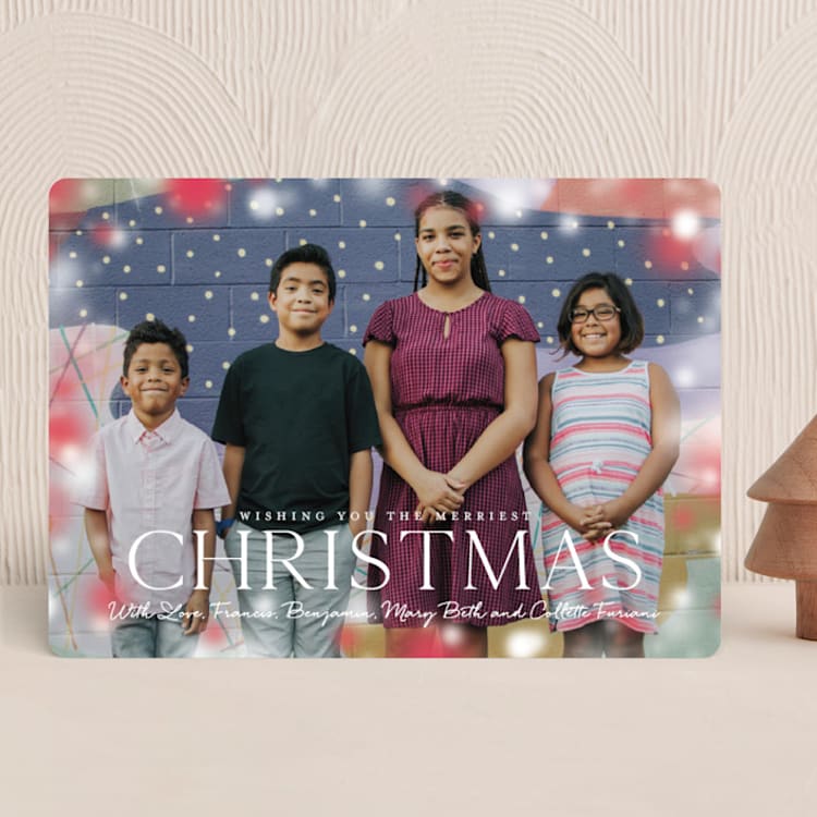 "Brilliant Bokeh" - Holiday Cards in Rudolf's Nose by Melissa Egan of Pistols - Front