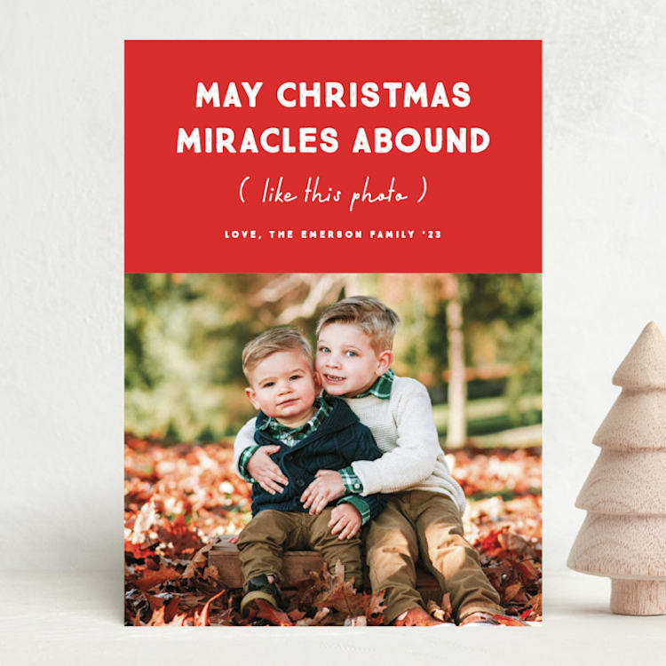 "Christmas Miracles" - Holiday Cards in Berry by Erica Krystek - Front