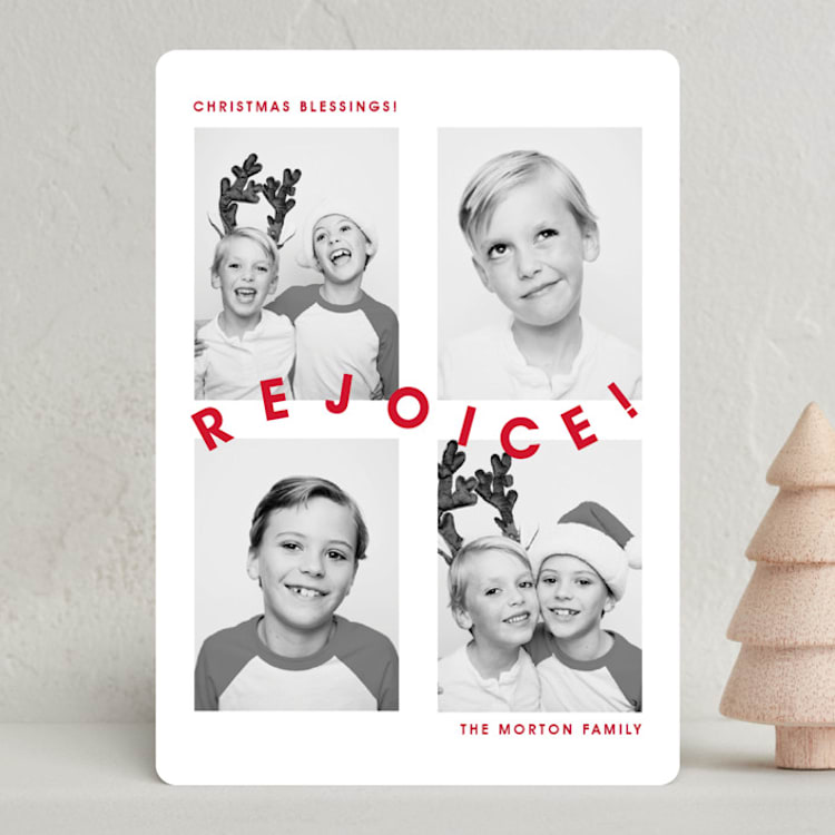 "Joyful Rejoicing" - Holiday Cards in Cranberry by Chelsea Petaja - Front