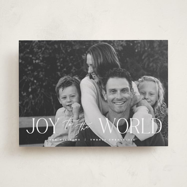 "All Joy to the World" - Holiday Cards in Snow by Pixel and Hank - Front