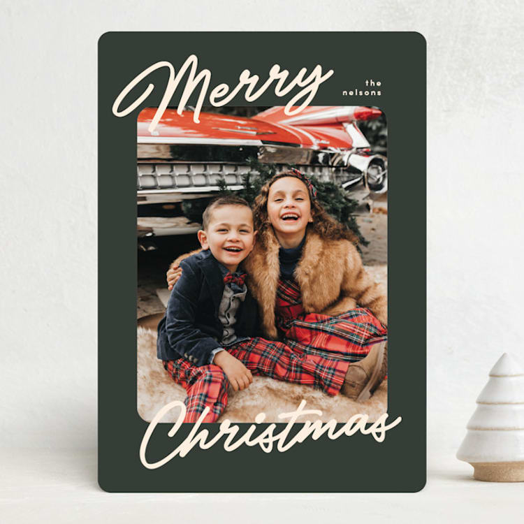 "the classic" - Holiday Cards in Olive by Pixel and Hank - Front
