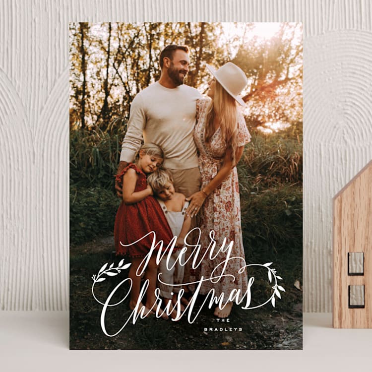 "Merry Christmas Scripted" - Holiday Cards in Snowflake by Hooray Creative - Front