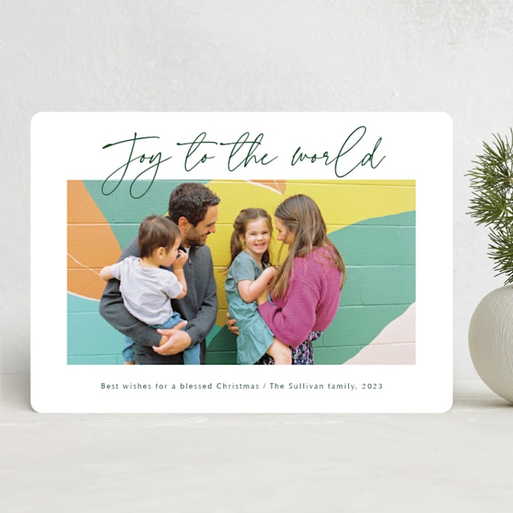 "Joy Has Come" - Holiday Cards in Evergreen by Katherine Moynagh - Front