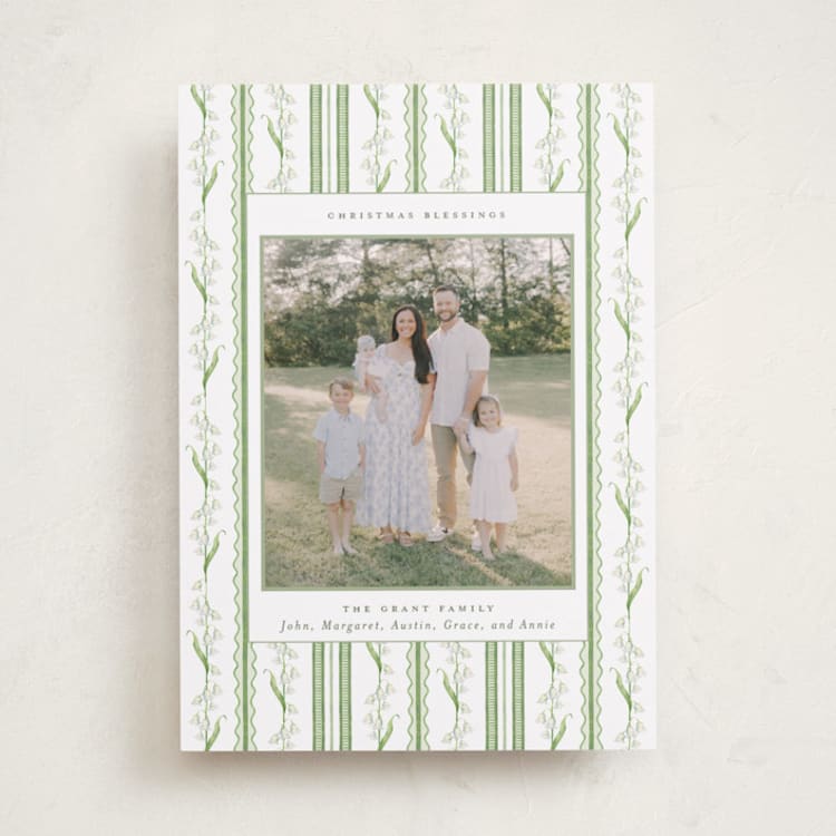 "Lily of the Valley" - Holiday Cards in Sage by Bayberry Kate - Front