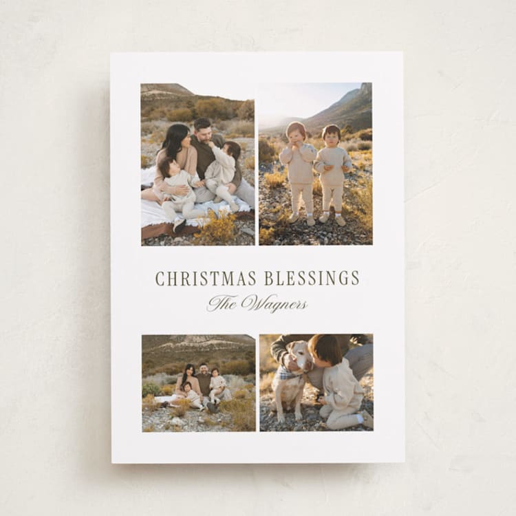 "Refined Four" - Holiday Cards in Moss by Angela Garrick - Front