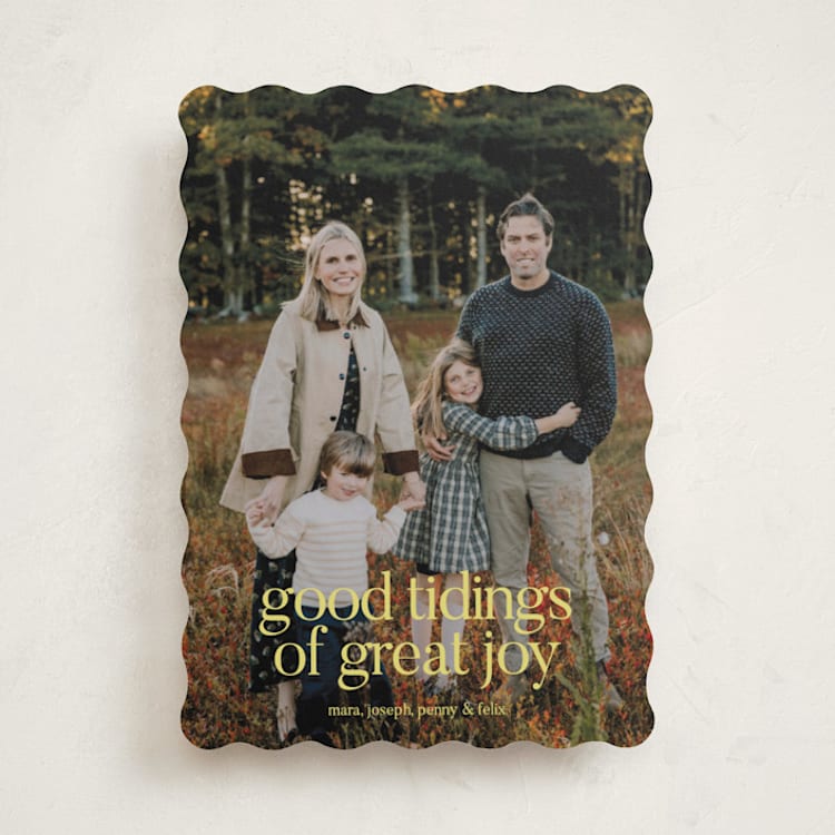 "Bright Joy" - Holiday Cards in Lemondrop by Kelly Watkins - Front