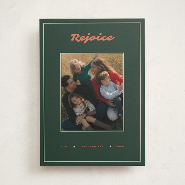 "Joyful Rejoice" - Holiday Cards in Evergreen by Ana de Sousa - Front