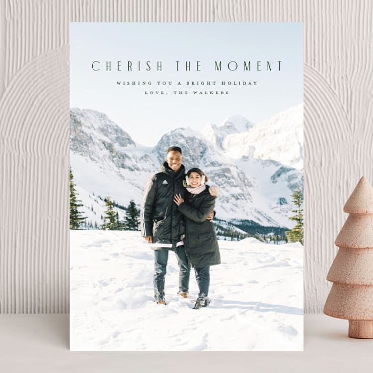 "Cherish the moment" - Holiday Cards in Spruce by Juneau Designs - Front