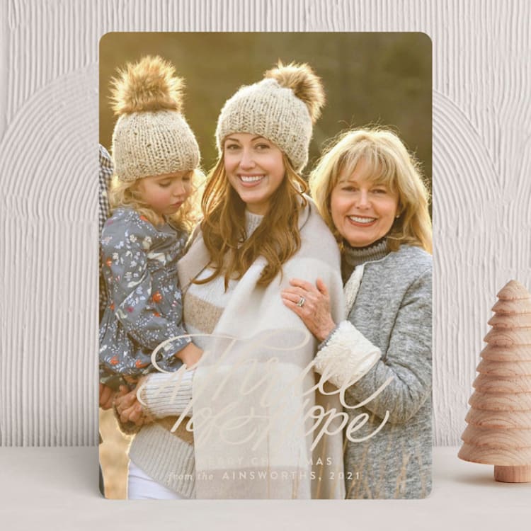 "Hope Script" - Holiday Cards in Linen by Jill Means - Front