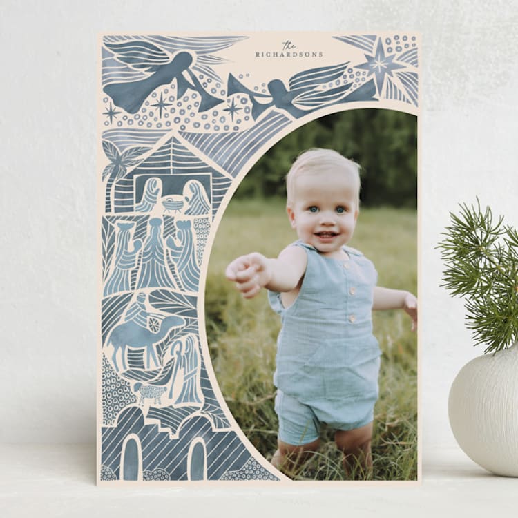 "Divine Night" - Holiday Cards in Periwinkle by Ghia Designs - Front