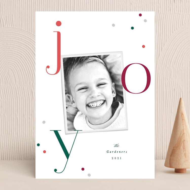 "Smart Joy" - Holiday Cards in Holly Berry by Hooray Creative - Front