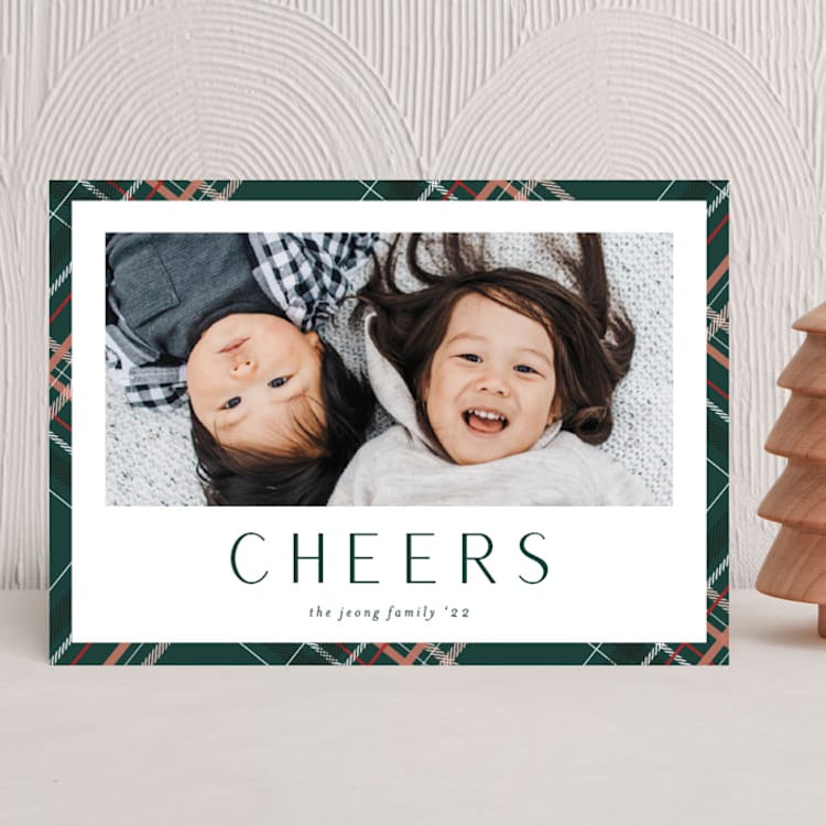 "Plaid Christmas" - Holiday Cards in Pine by Ashley Rosenbaum - Front