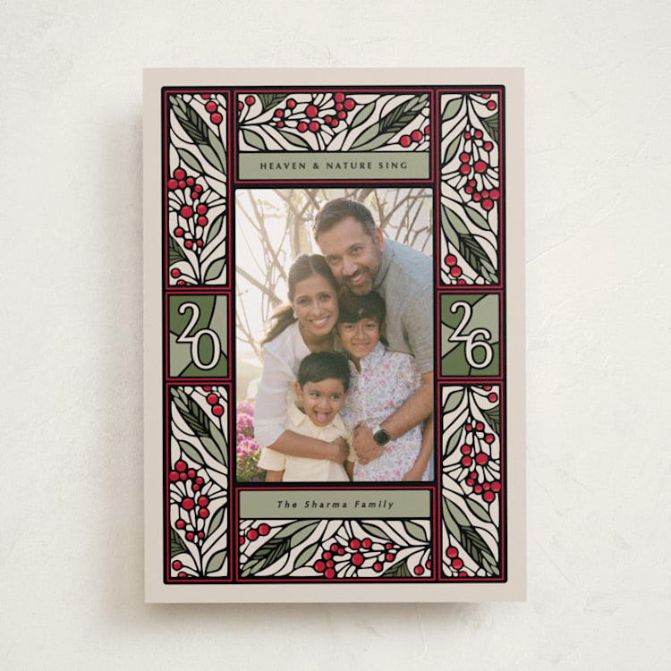 "Teaberry Stained Glass" - Holiday Cards in Garland by Thomas Ward - Front