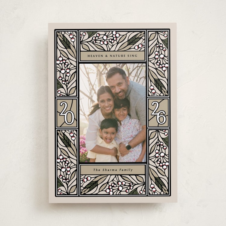 "Teaberry Stained Glass" - Holiday Cards in Eggnog by Thomas Ward - Front