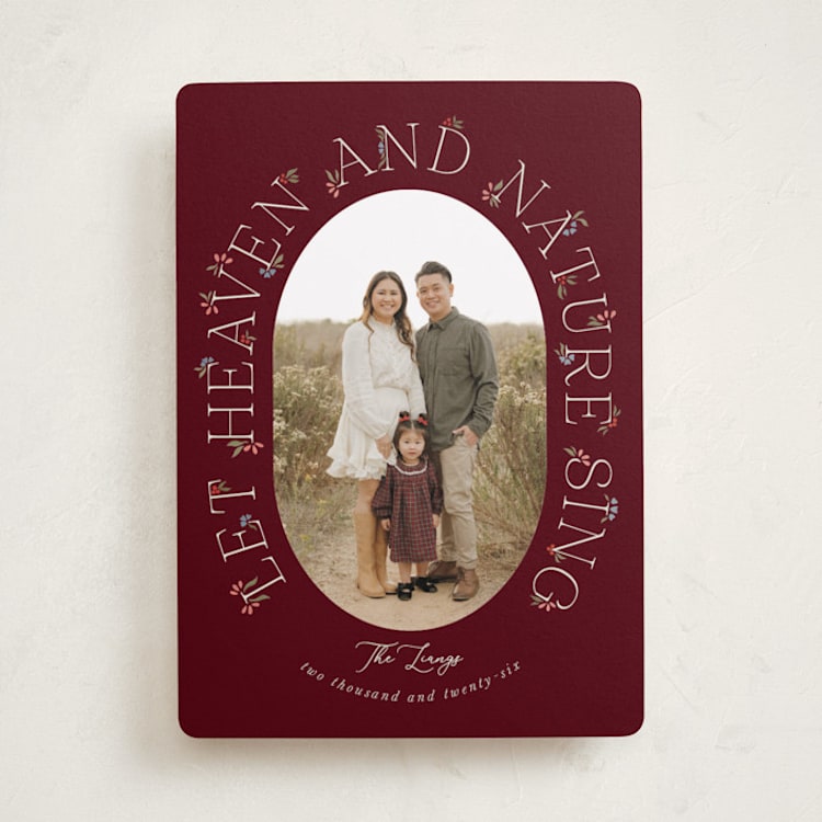 "Flora" - Holiday Cards in Cranberry by Brynne Foster - Front