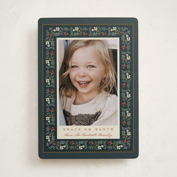 "Folk Frame" - Holiday Cards in Holly by Leah Bisch - Front