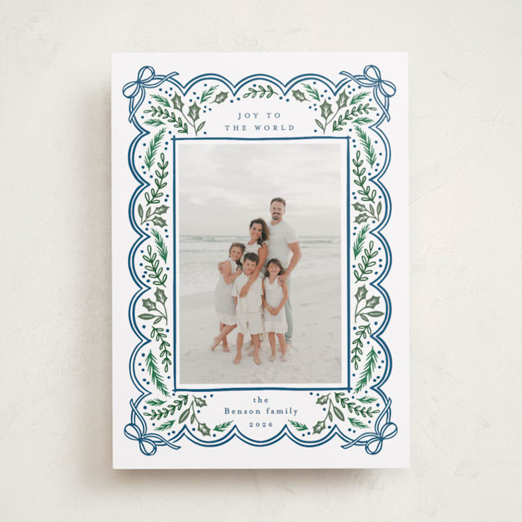 "Bow Corners" - Holiday Cards in Navy by Alethea and Ruth - Front