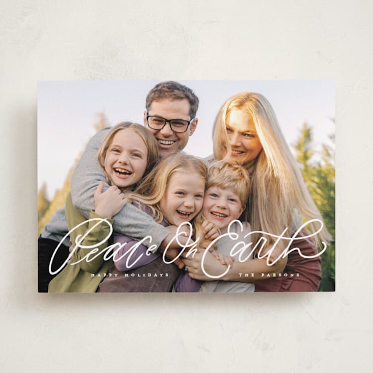 "Scripted Peace" - Holiday Cards in Snow by Leah Bisch - Front