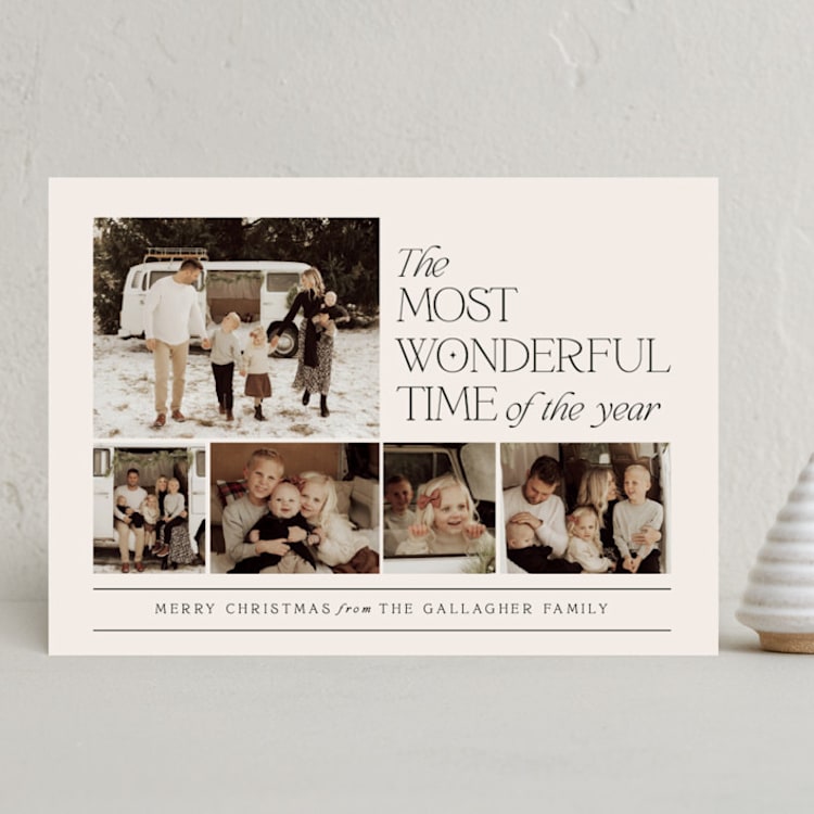 "Wonderful Edit" - Holiday Cards in Taupe by Sarah Brown - Front