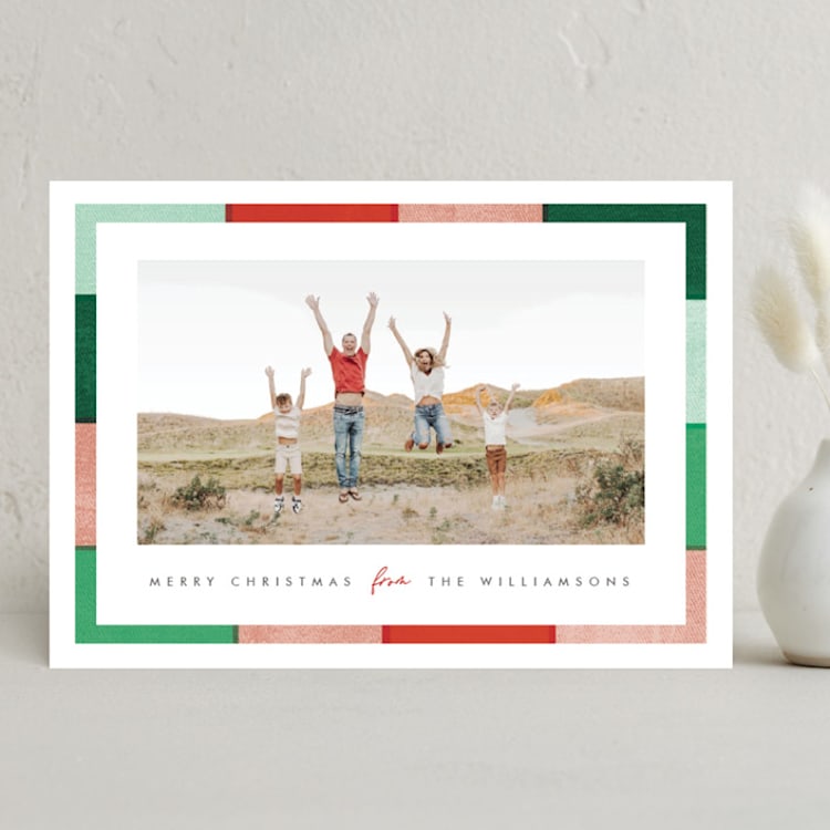 "Overprinted Plaid" - Holiday Cards in Holly Jolly by Jen Banks - Front