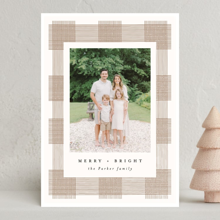 "Plaid Frame" - Holiday Cards in Fawn by AK Graphics - Front