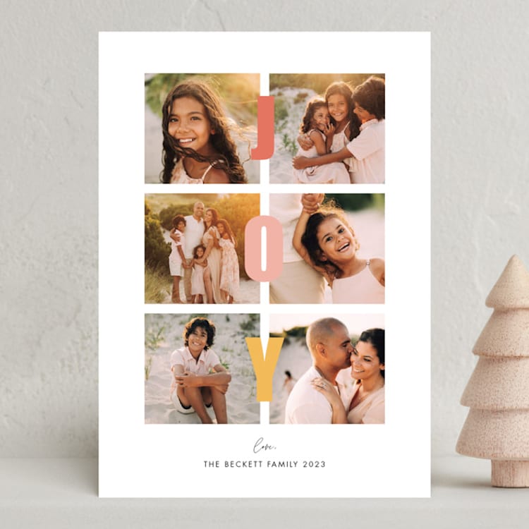 "Squared Joy" - Holiday Cards in Sunshine by Little Print Design - Front