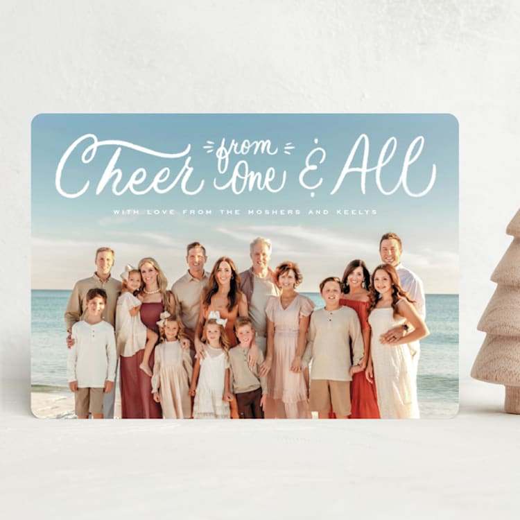 "Cheer From One & All" - Holiday Cards in Fresh Snow by Ashley DeMeyere - Front