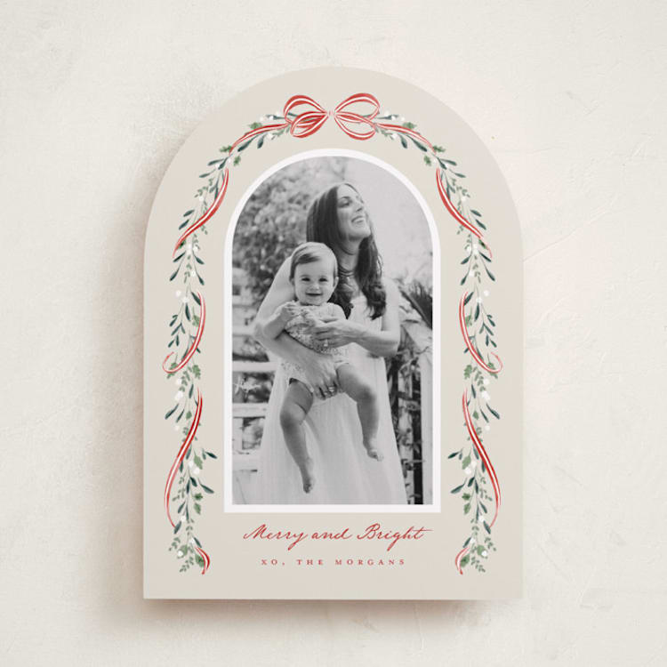 "Arch Garland" - Holiday Cards in Peppermint by Leah Bisch - Front