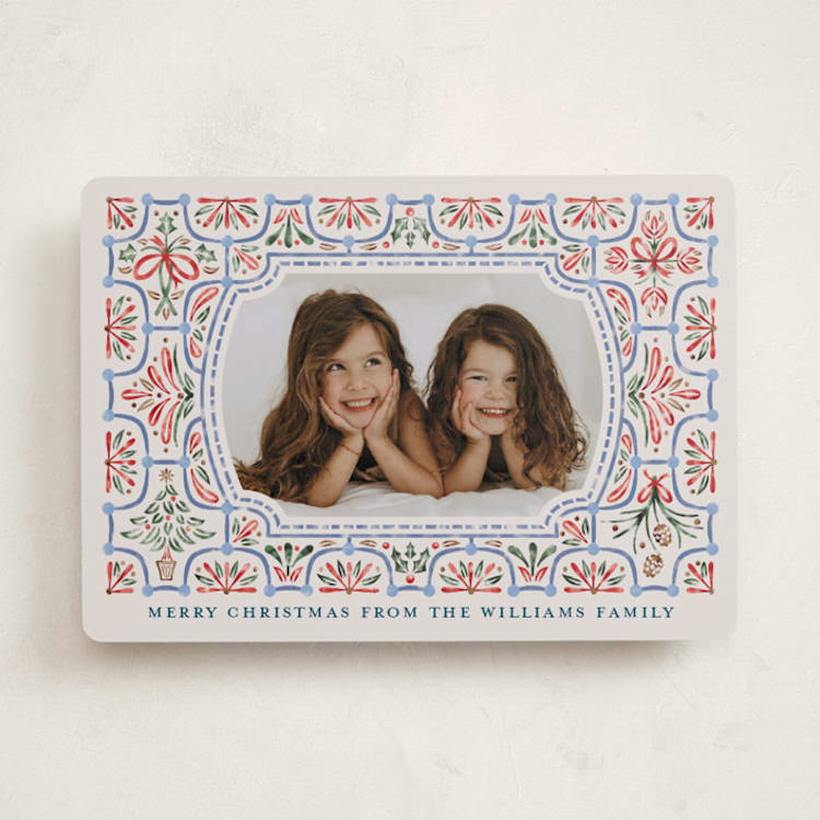 "Festive Folk Frame" - Holiday Cards in Spruce by Paper Sun Studio - Front