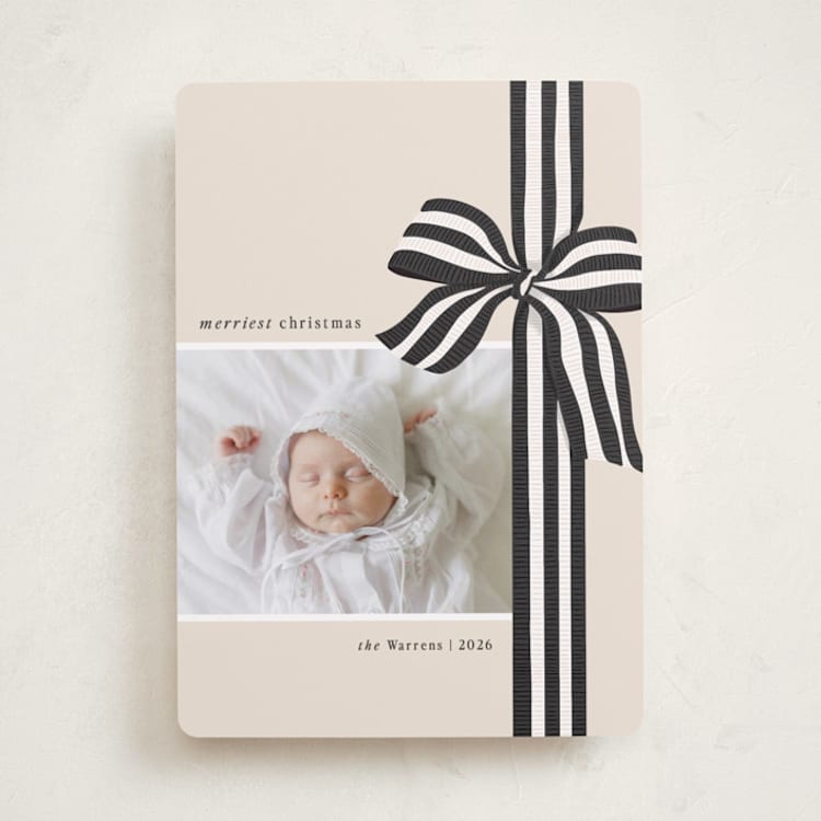 "ribbon wrapped" - Holiday Cards in Charcoal by Angela Marzuki - Front