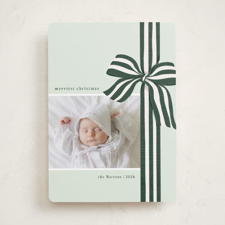 "ribbon wrapped" - Holiday Cards in Evergreen by Angela Marzuki - Front