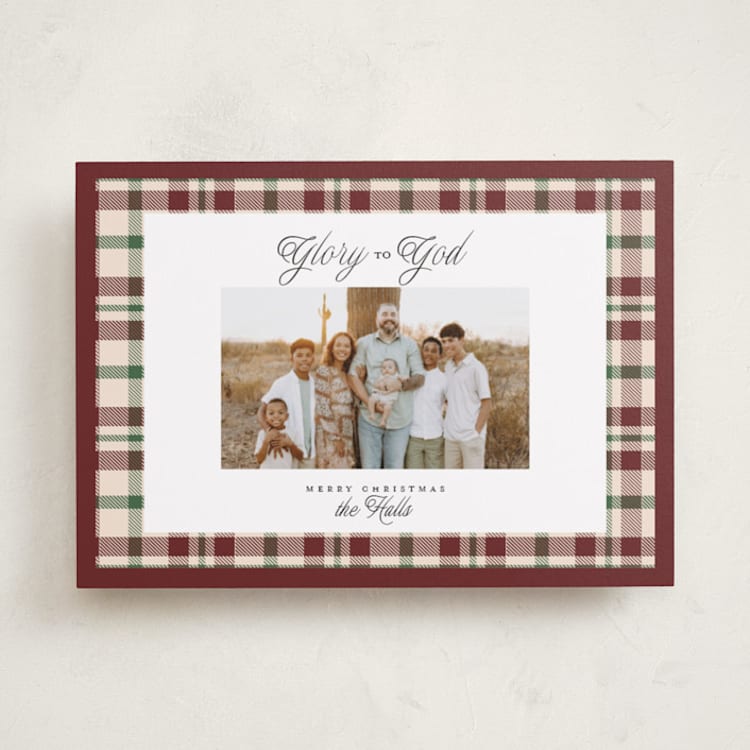 "Glory & Plaid" - Holiday Cards in Berry by Itsy Belle Studio - Front