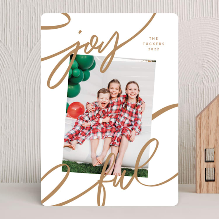 "Waving Ribbon" - Holiday Cards in Antique by Lauren Chism - Front