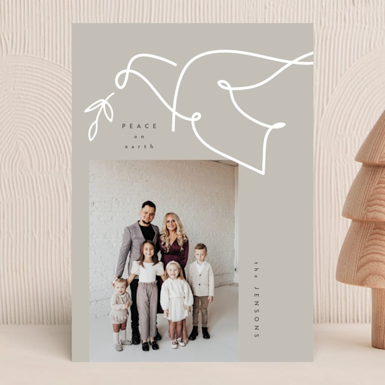 "Minimalist Dove" - Holiday Cards in Natural by Corinne Malesic - Front