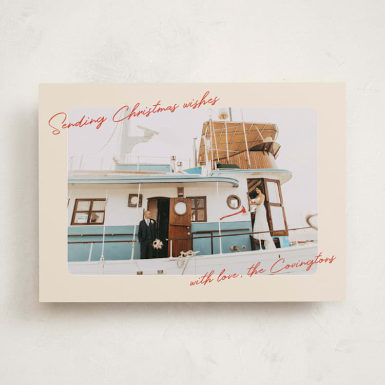 "Retro Postcard" - Holiday Cards in Candy Cane by Ekko Studio - Front