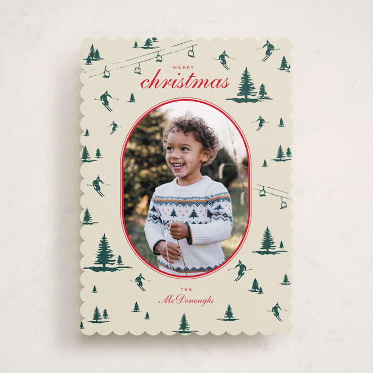 "Ski Time" - Holiday Cards in Spruce by Jen Ramsey - Front