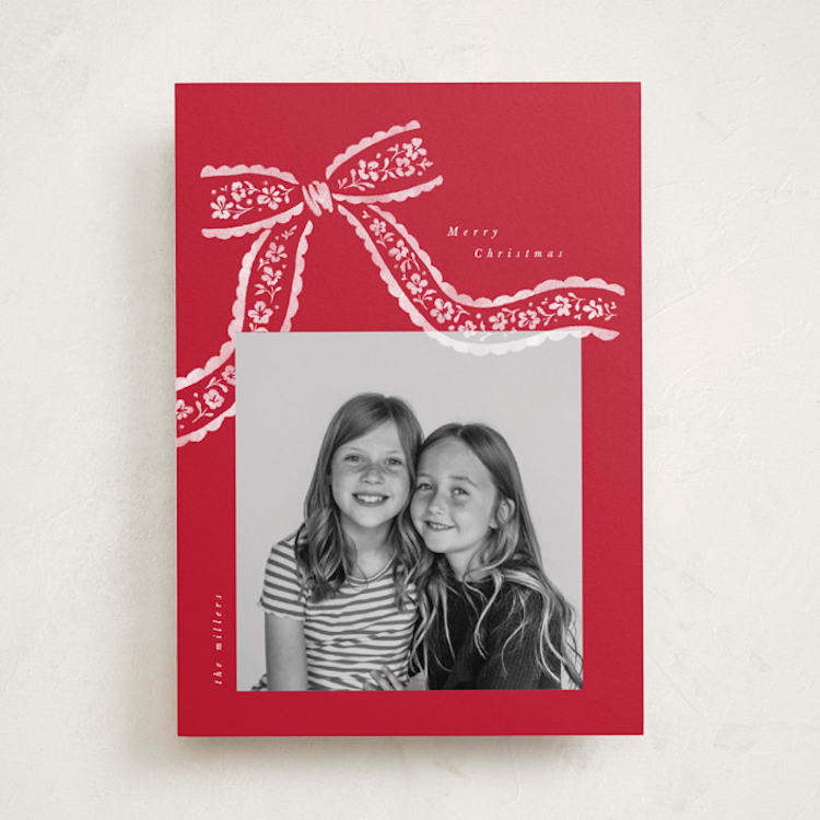 "watercolor bow" - Holiday Cards in Poinsettia by Vivian Yiwing - Front