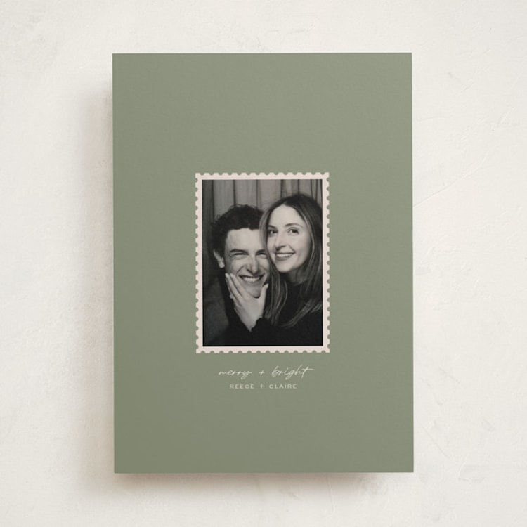 "Festive Post" - Holiday Cards in Sage by Sierra Lee - Front