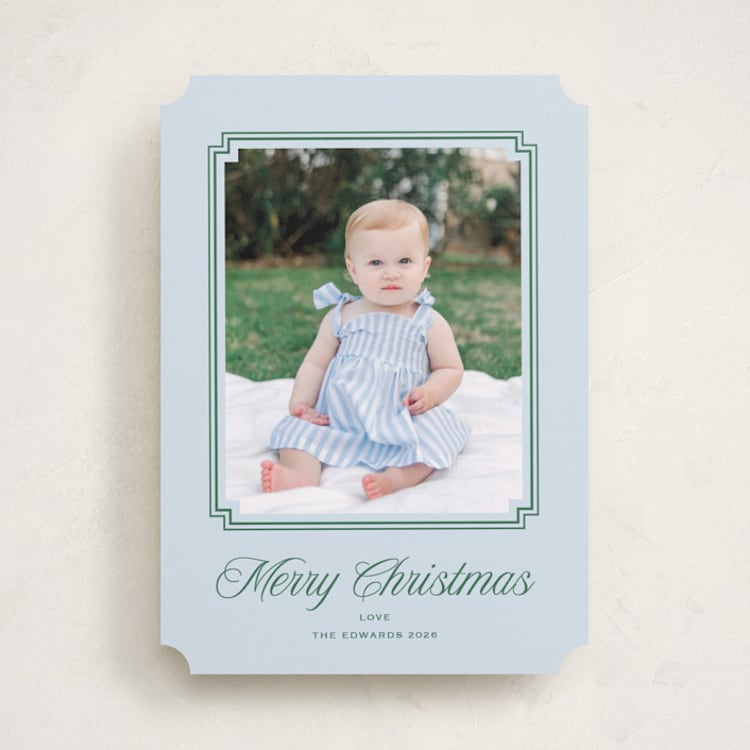 "Chic Frame" - Holiday Cards in Powder Blue by Carolyn MacLaren - Front