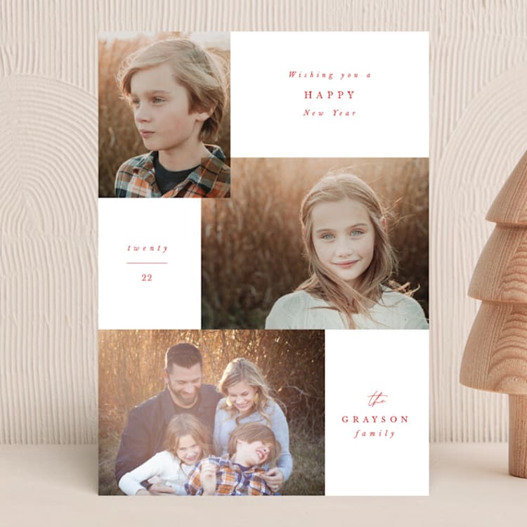 "Classic Album" - Holiday Cards in Holly Berry by Corinne Malesic - Front