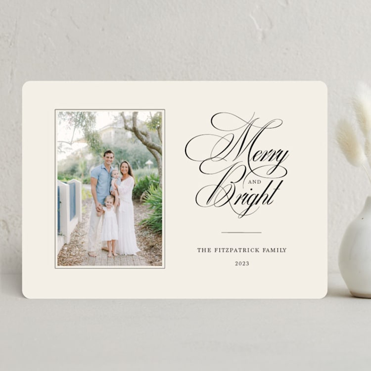 "Merry and Bright Formal" - Holiday Cards in Charcoal by Chelsea Petaja - Front