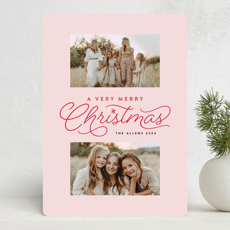 "a rosy christmas" - Holiday Cards in Rosy by Laura Hamm - Front