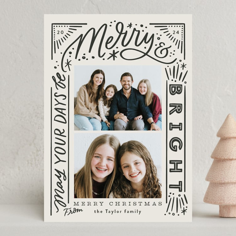"Arched Multi Lettering" - Holiday Cards in Gravel by Alethea and Ruth - Front