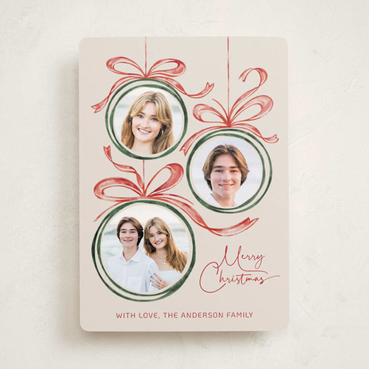 "baubles and bows" - Holiday Cards in Candy Cane by Paper Sun Studio - Front