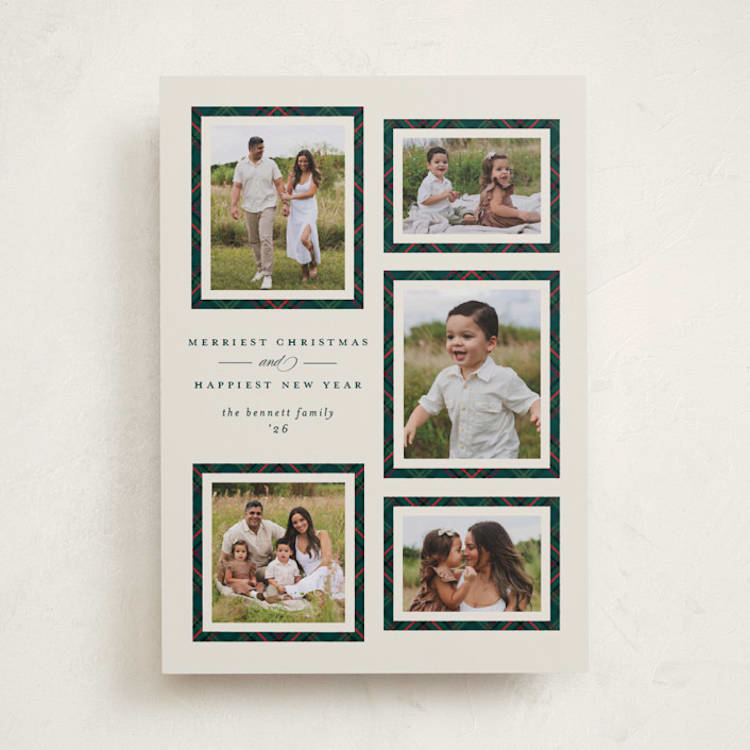 "Plaid Gallery" - Holiday Cards in Juniper by Erica Krystek - Front